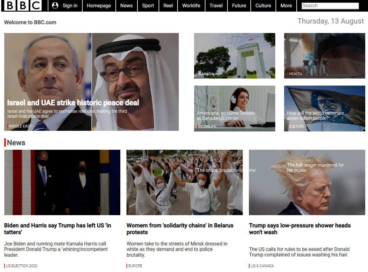 BBC landing page replica